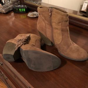 Brown suede booties